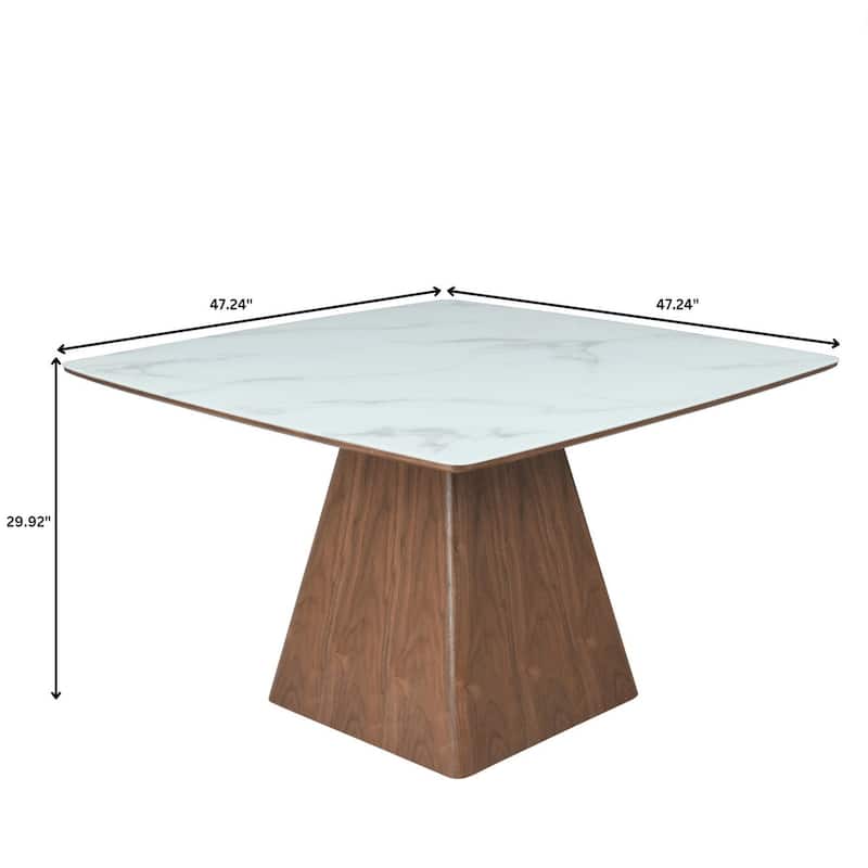 47" Square Dining Table with Sintered Stone Top and Ash Wood Base