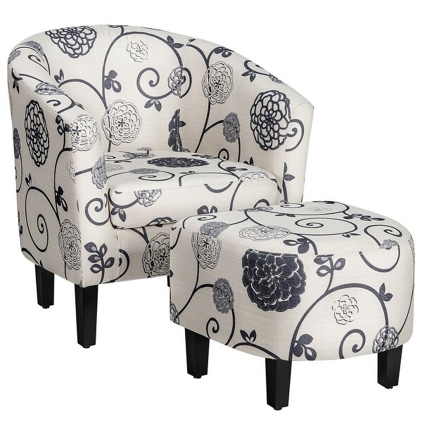 black tub chair with footstool