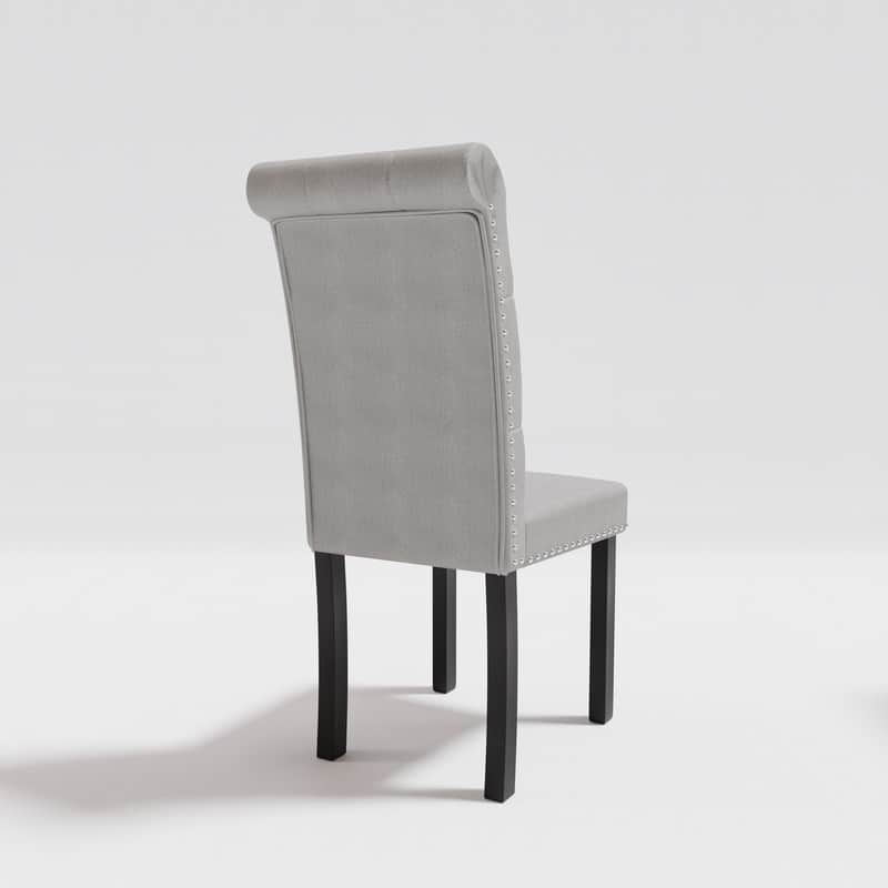 High-Back Tufted Nailhead Upholstered Dining Chairs (Set of 4)