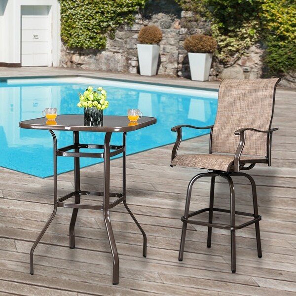 Outdoor wrought iron bar height deals table and chairs