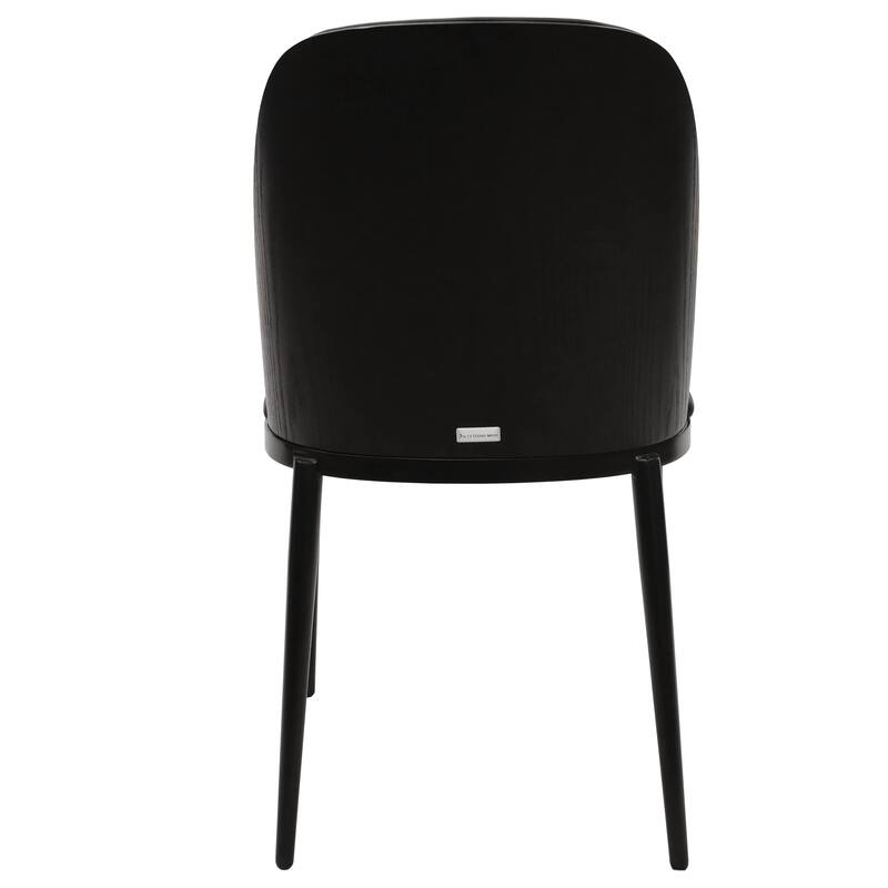 Dining Chair with Upholstered Seat and Back Side Chair with MDF Wood Frame in Black Steel