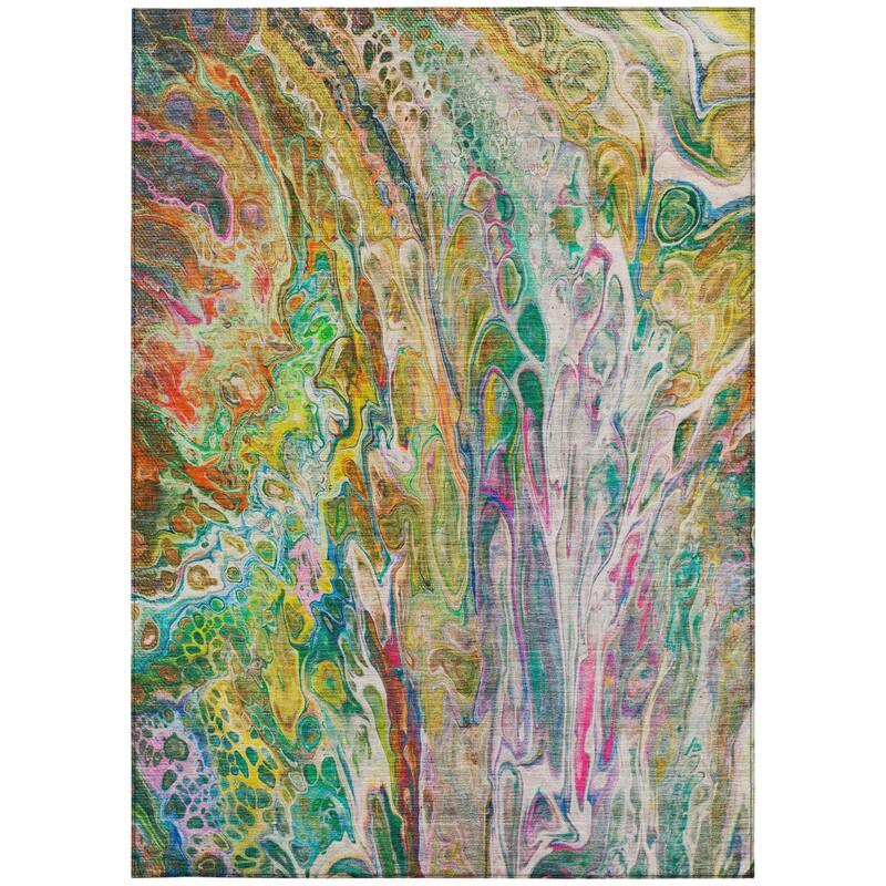 HomeRoots Abstract Contemporary Rectangle Outdoor Rug