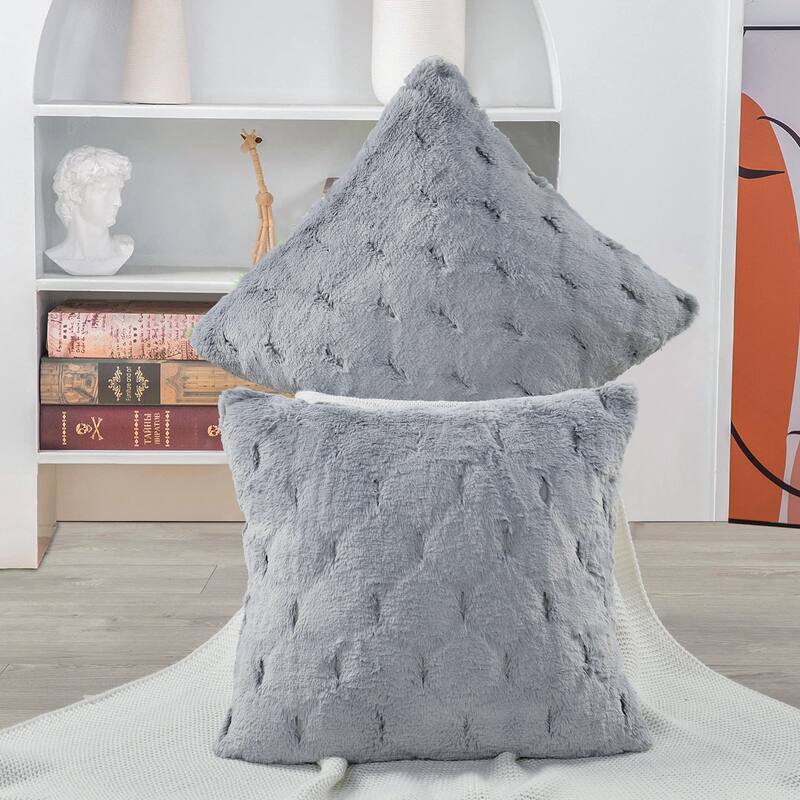 Serenta JacquardRabbit FauxFur Pillow Cover 2 Piece, NO INSERT