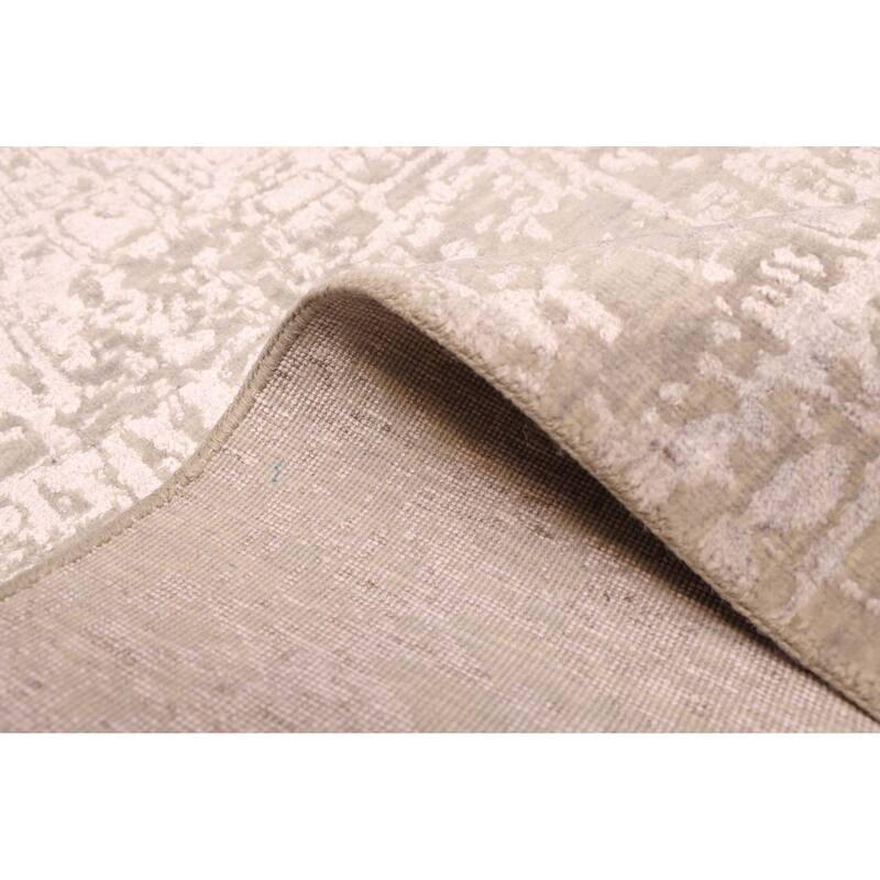 ECARPETGALLERY Hand-knotted Legacy Grey Silk, Wool Rug - 2'7 x 9'10