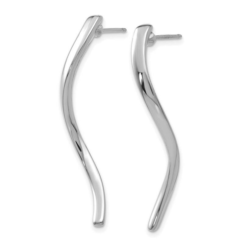 Curata 14k White Gold Polished Long Curled Post Earrings - 39x3mm