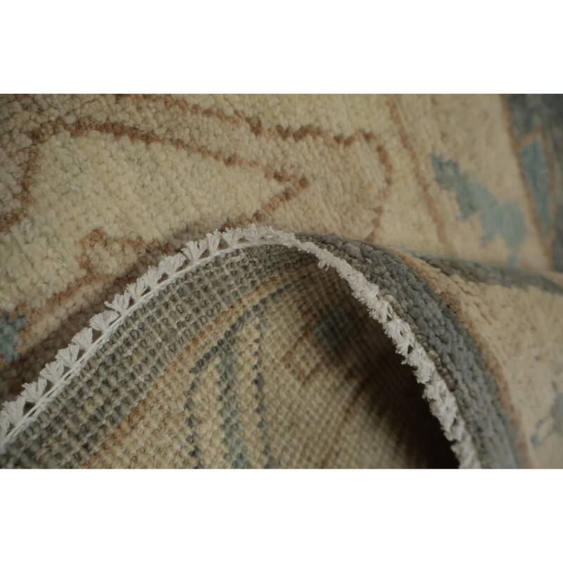 Hand Knotted Oriental 100% Wool Carpet Transitional All-Over Greys & Charcoal Oushak Area Rug - 9' 11'' X 7' 10''