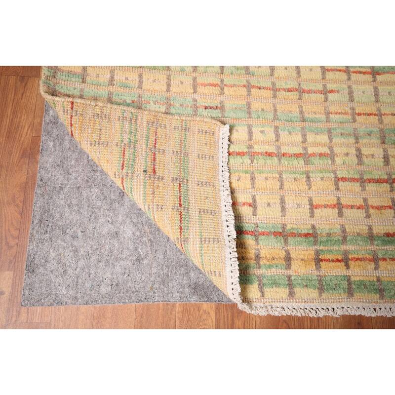 All-Over Checkered Moroccan Large Area Rug Hand-Knotted Wool Carpet - 9'10"x 14'4"