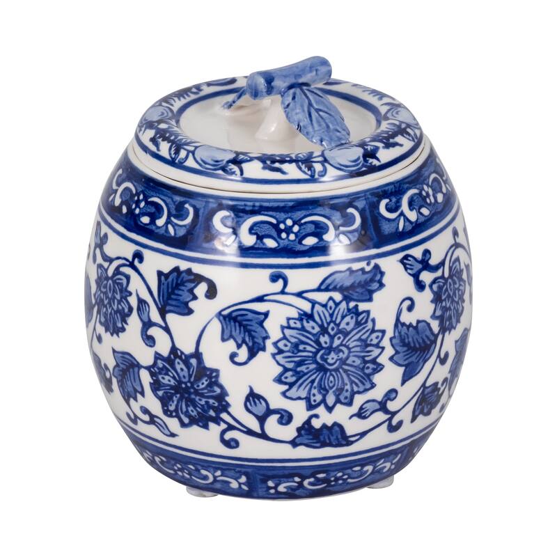 Modern Chinoiserie Ceramic Candle with Lid - Peony Scented Candle
