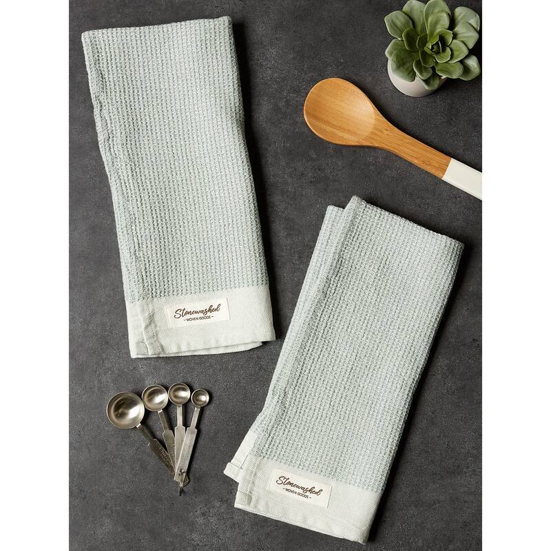 DII Washed Waffle Woven Dishtowel Set of 2