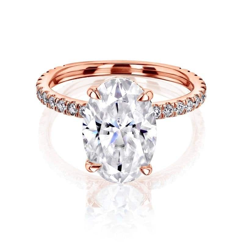 Kobelli Signature Collection 4.5 Carat Moissanite & Diamond 14k Solid Solid Gold Oval Hidden Halo Near Eternity Odette Ring - 10.5 - Rose