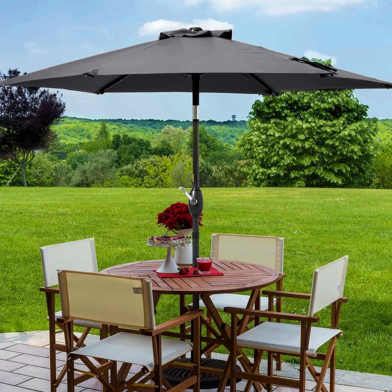LIVOOSUN 7.5ft Steel Patio Market Umbrella Tilt System - Anthracite