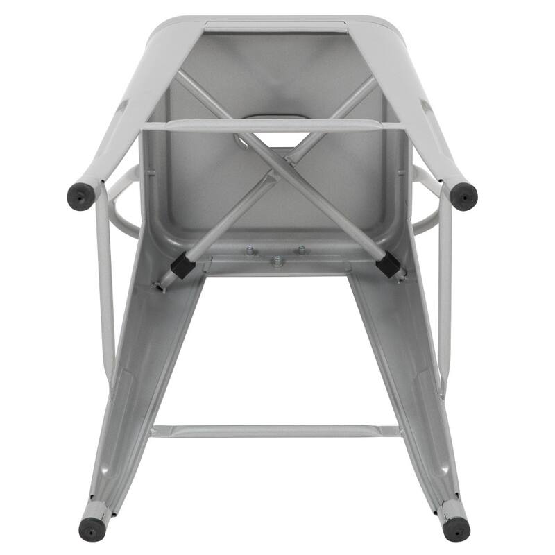 24'' High Metal Indoor-Outdoor Counter Height Stool with Back