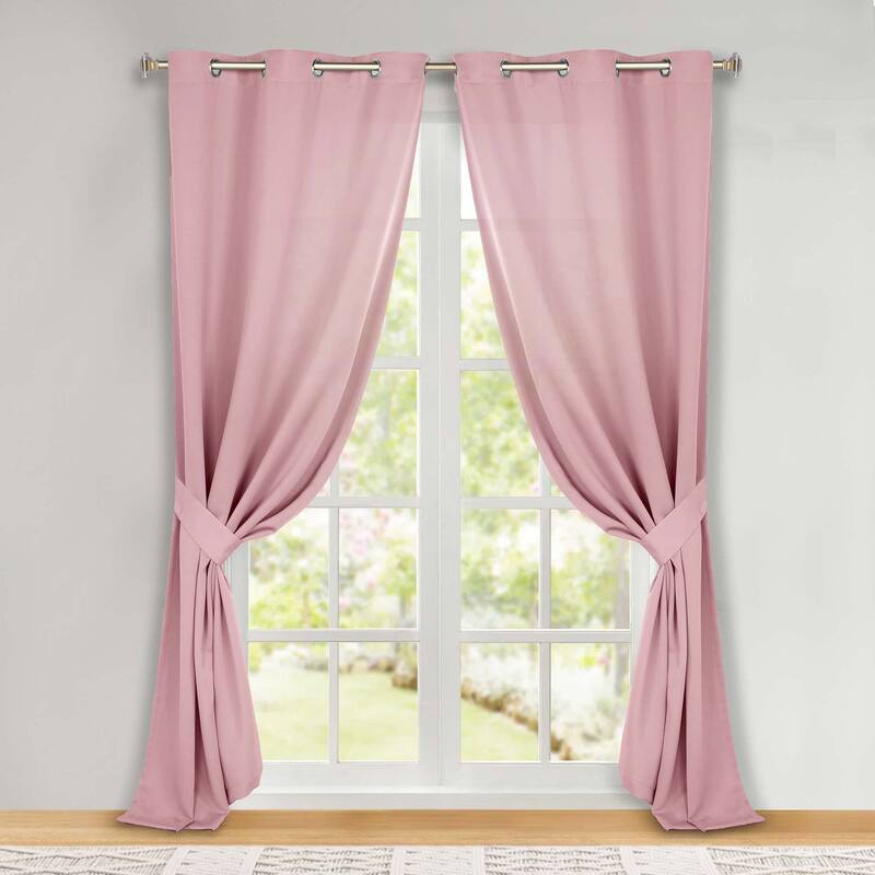 Superior Solid Machine Washable Room Darkening Grommet Blackout Curtains, Set of 2