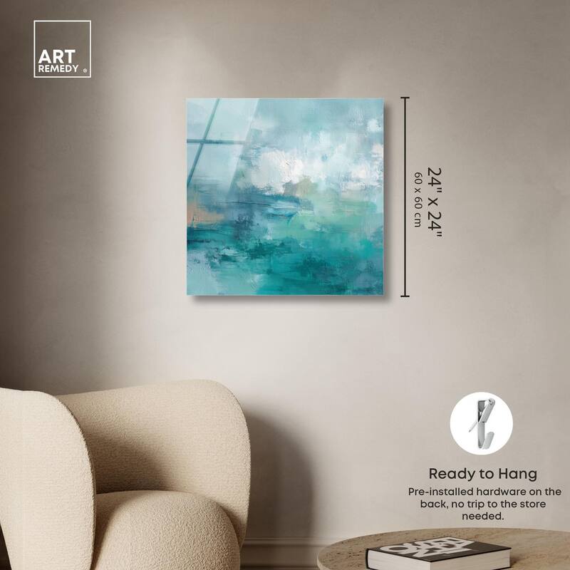 Green Blue II Acrylic by Art Remedy, Ready to Hang