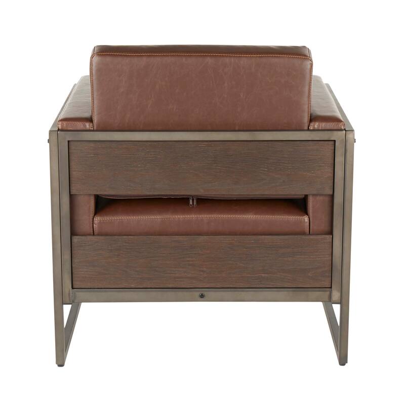 Carbon Loft Uzo Lounge Chair - Brown Faux Leather/Espresso Wood/Antique Metal