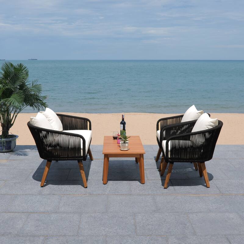 SAFAVIEH Outdoor Erinka 4-Piece Living Set - 55W x 30D x 28H