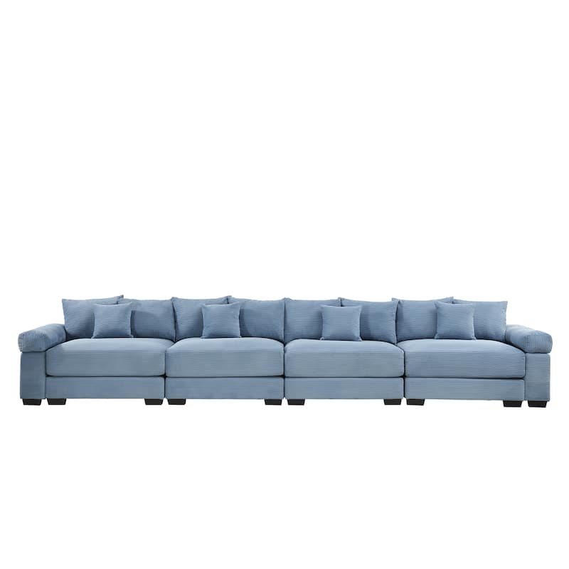 GDFStudio - Corduroy 4-Seater 170" Cloud Sofa Couch with Extra-Thick Armrests
