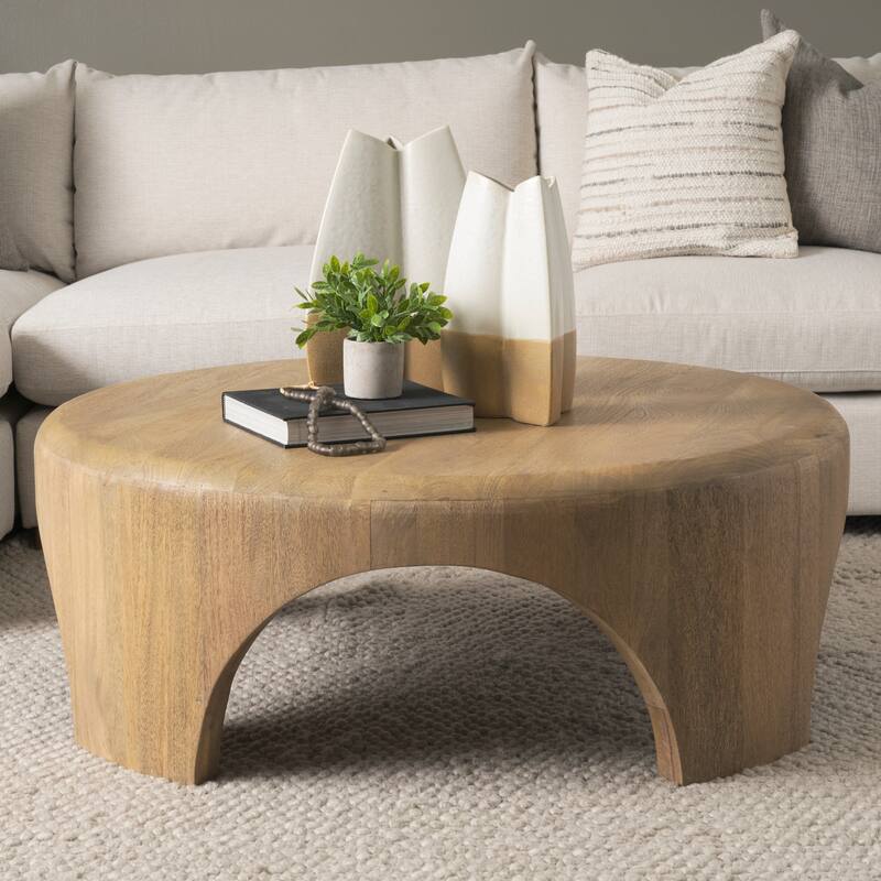 Shima Round Brown Wood W/Arched Legs Coffee Table - 45.0L x 45.0W x 16.0H