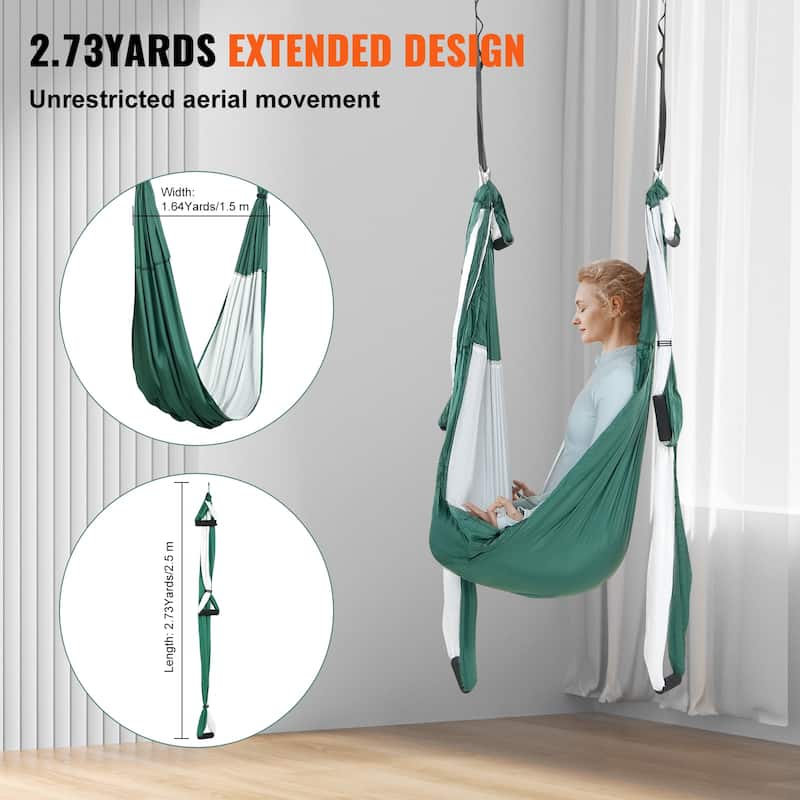 Aerial Yoga Swing Set, 2.7 Yards Yoga Hammock Hanging Swing Aerial Sling Inversion Fly Kit Trapeze Inversion Equipment