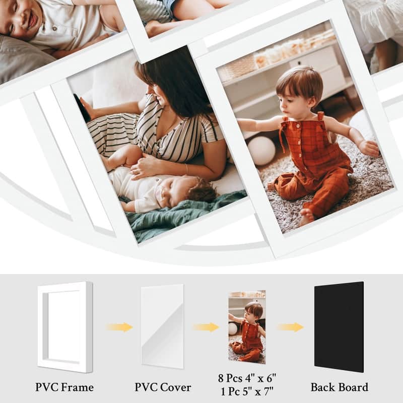 Hello Laura 9 Opening Round 4×6 Collage Wall Frame Multi Picture Photo Frame for Wall