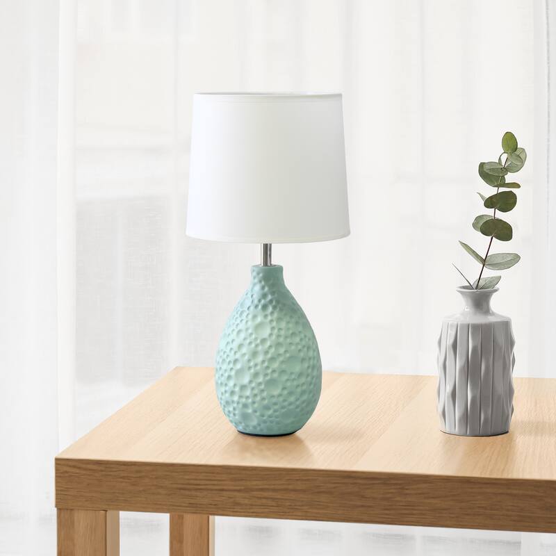 14.17" Textured Tear Drop TableLamp with White Fabric Shade