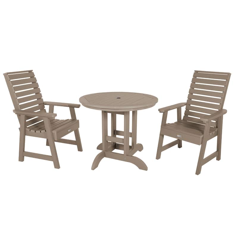 Weatherly 3-piece Outdoor Dining Set - 36" Round Table, Dining-height - Woodland Brown
