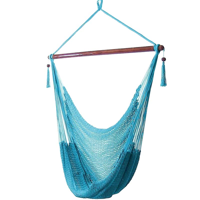 Sunnydaze Hanging Caribbean XL Hammock Chair - Sky Blue