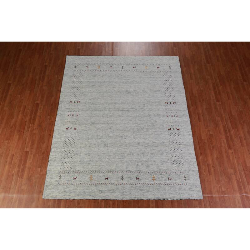 Hand Knotted Oriental 100% Wool Carpet Tribal Animal Pictorial Greys & Charcoal Gabbeh Area Rug - 10' 0'' X 8' 3''