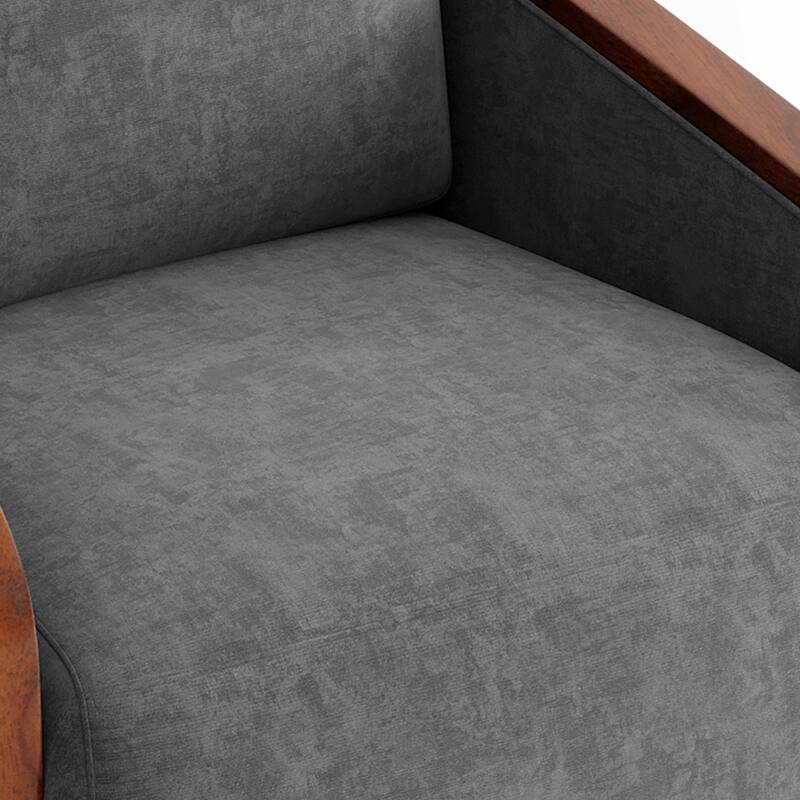 Set of 2 Modern 360° Swivel Accent Barrel Chairs with Wood Arms