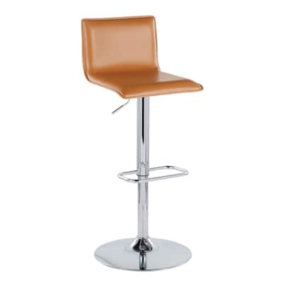 Porch & Den Mara Upholstered Adjustable Bar Stool with Rounded Rectangle Footrest (Set of 2)