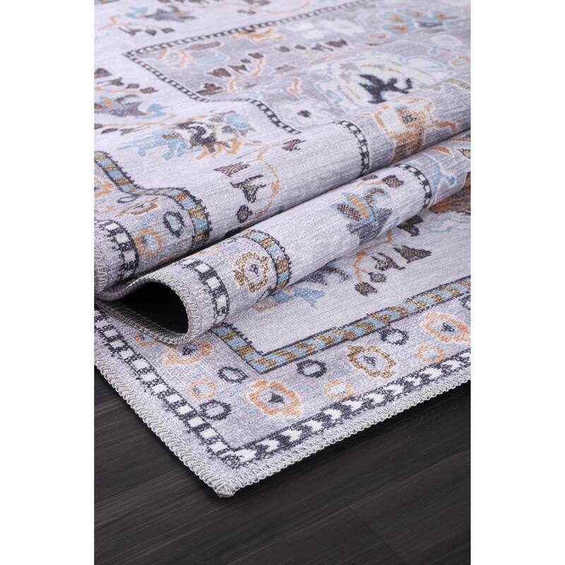 Machine Washable Indoor Rug Floral Pattern Stain Free for Indoor Living Room Bedroom Office Area Rug