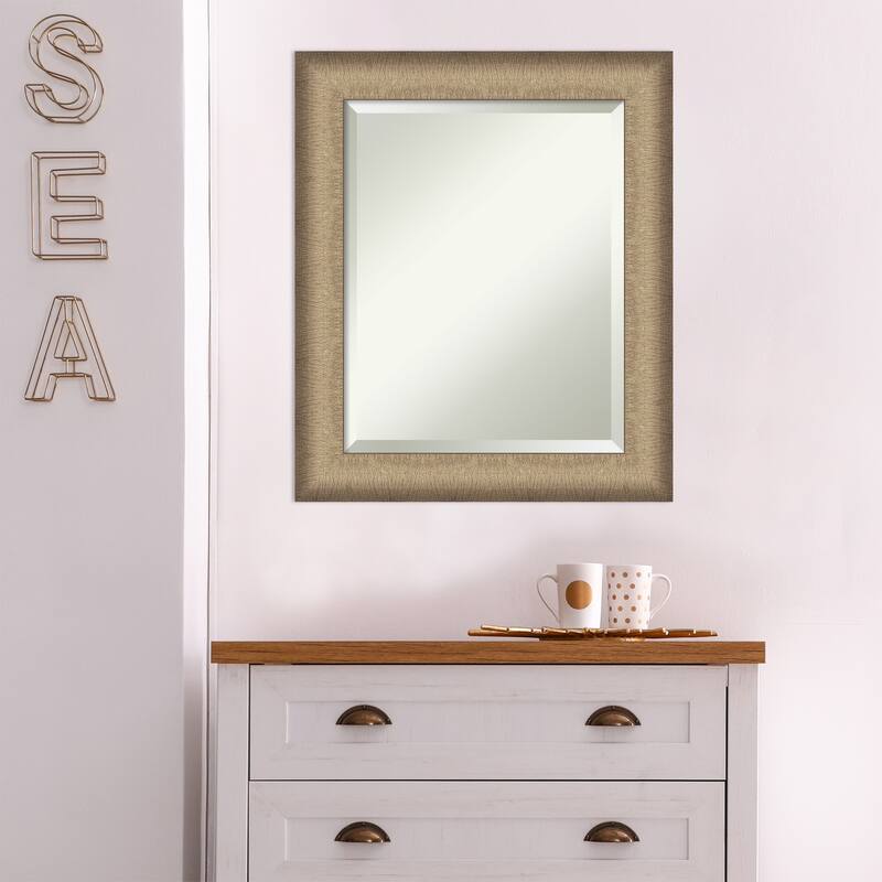 Beveled Wall Mirror - Elegant Brushed Bronze Frame