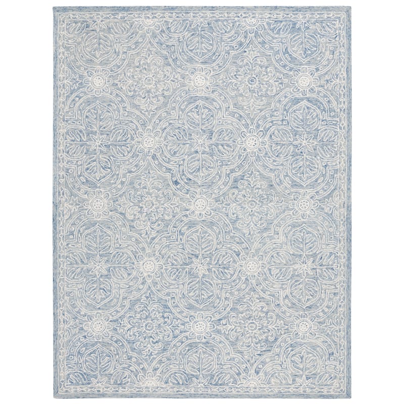 Lauren Ralph Lauren Handmade Etienne French Country Geometric Wool Rug - 8' x 10' - Blue/Ivory