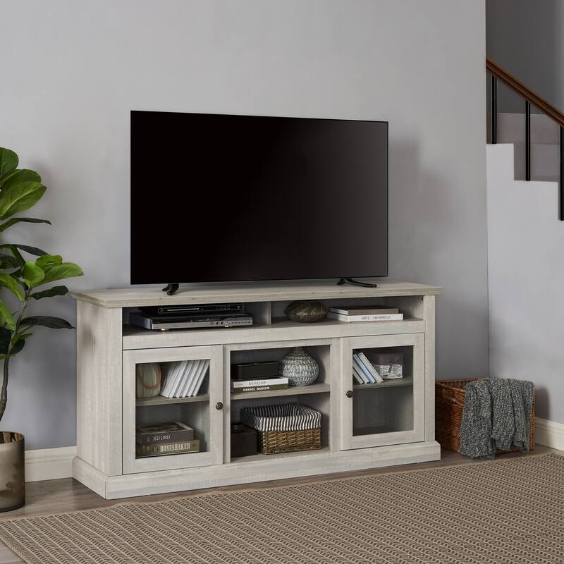 TV Stand for up to 65'' TVs, Farmhouse Entertainment Center with Glass Doors