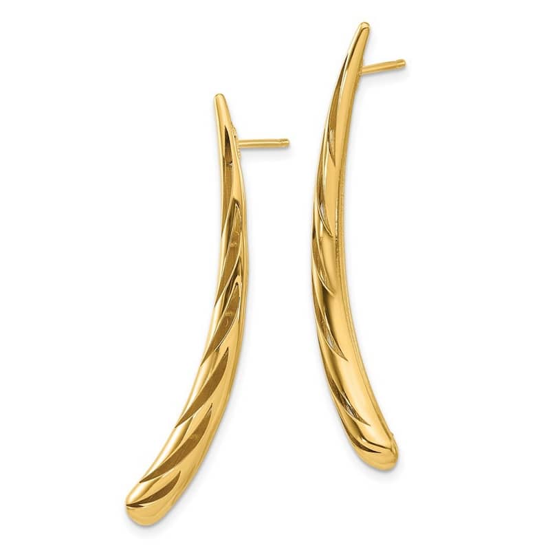 Curata 14k Yellow Gold Polished 46.85x8.95mm Post Long Drop Dangle Earrings