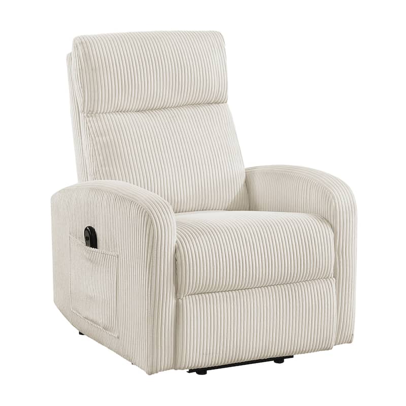 Covelo Corduroy Reclining Chair - Beige (Power Lift)