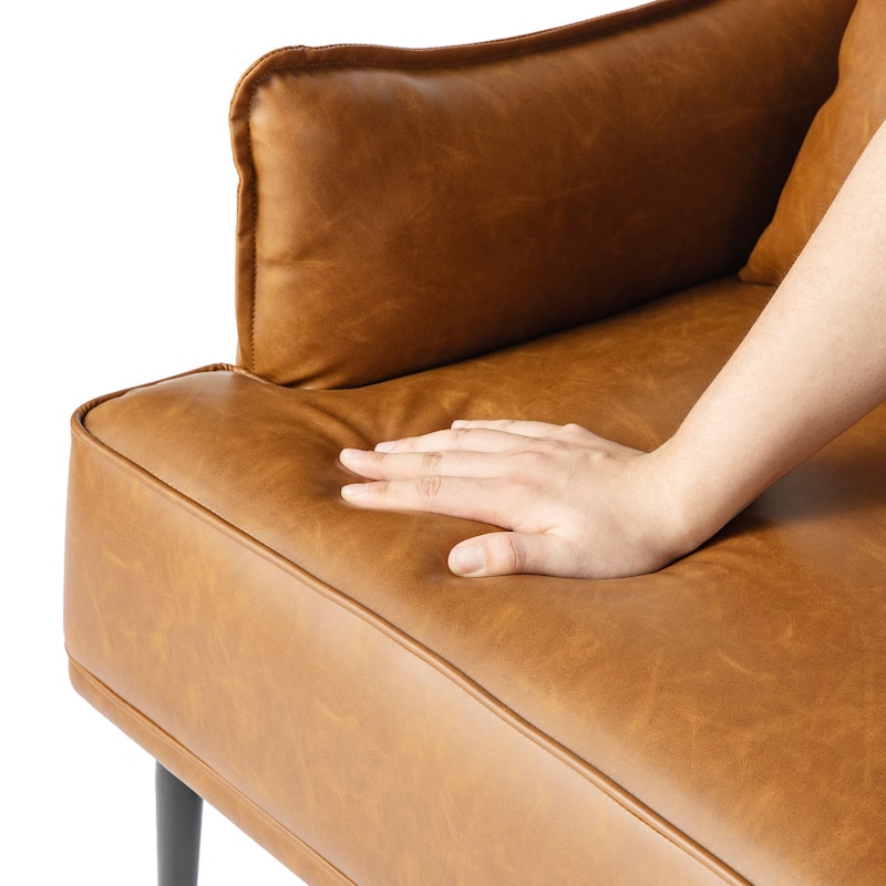 Glitzhome Set of 2 29.5"W Mid-Century Modern Leatherette Armchairs With Side Pocket - 29.5" W x 32" H x 28.75" D