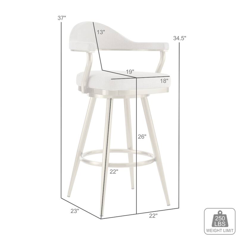 Justy Swivel Counter Stool Chair, Gold Steel Legs, Taupe Polyester