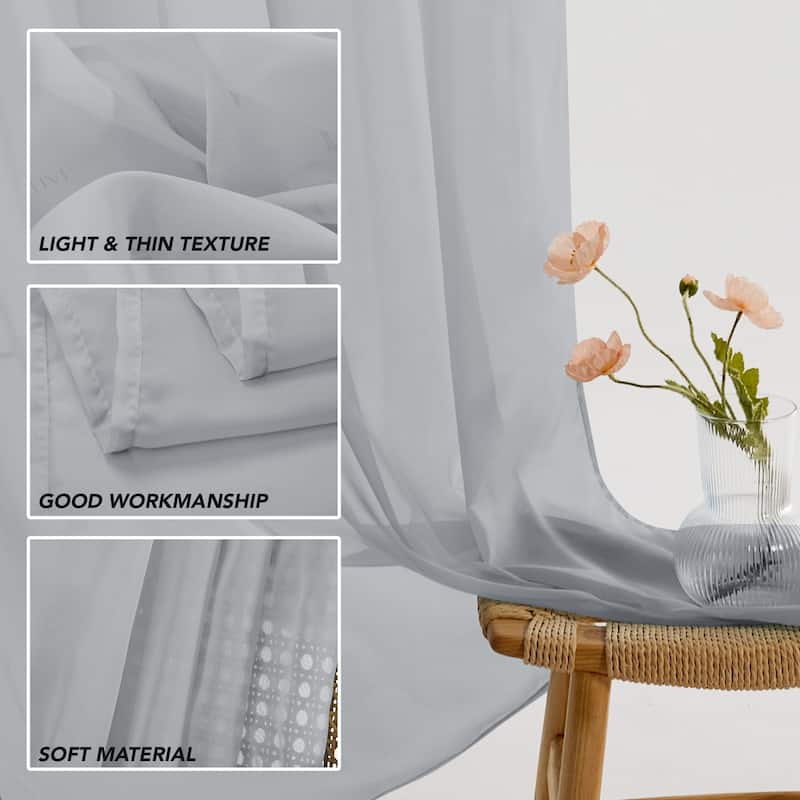 Grommet Sheer Curtain for Living Room 2 Panels