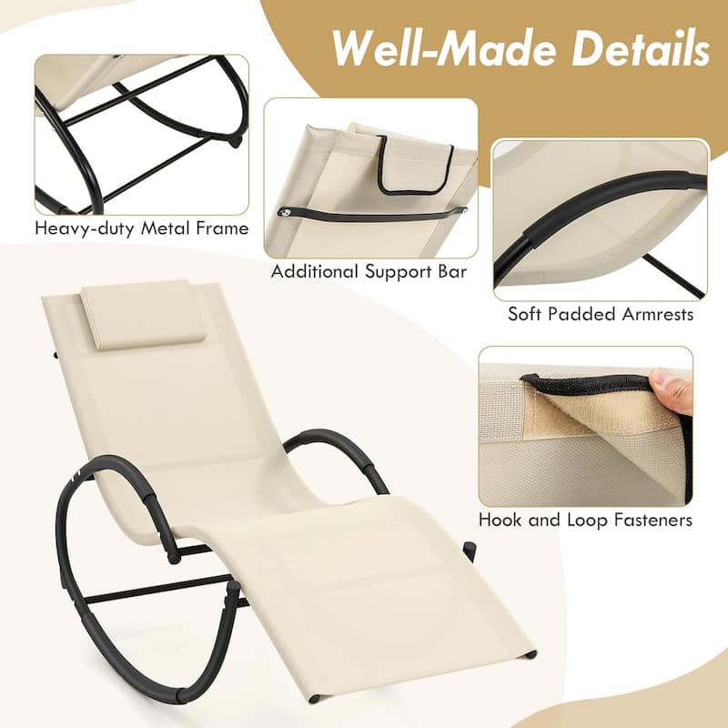 1/2 PCS Outdoor Zero Gravity Chaise Lounge Rocking Lounge Chair