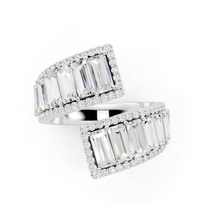 Auriya 14k Gold 3ctw Baguette Lab Grown Diamond Fashion Ring (E-F VS)
