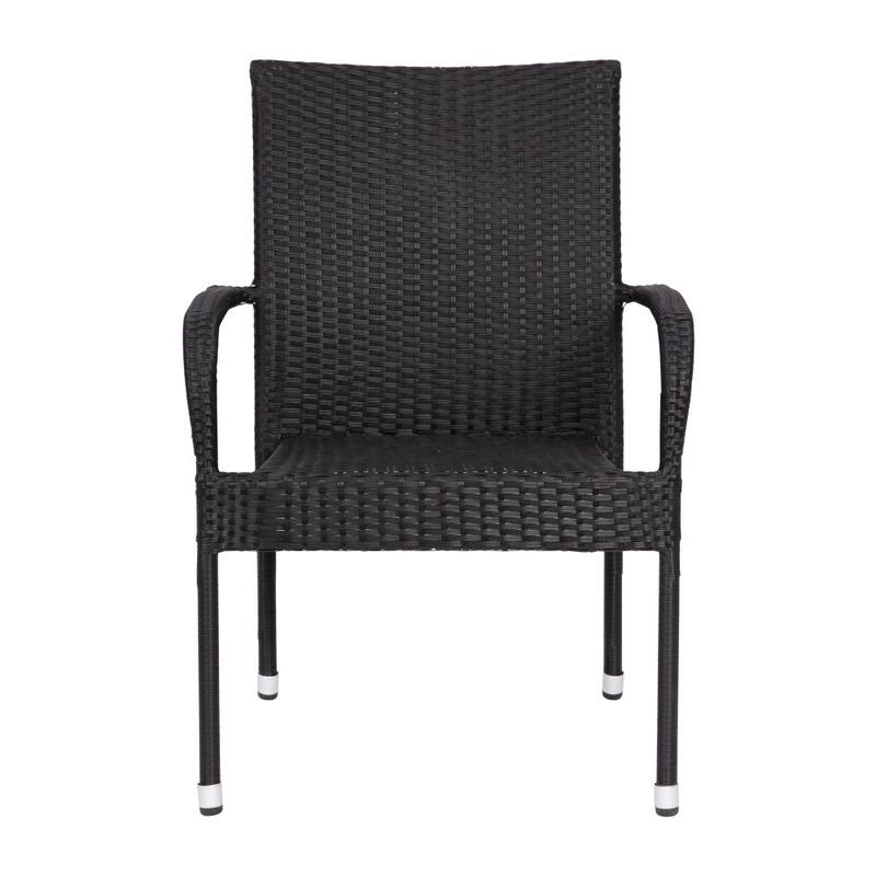 Indoor/Outdoor Stacking Steel Framed Wicker Dining Armchairs - 4 Pack