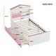 preview thumbnail 15 of 17, House-Shaped Storage Headboard Bed Frame, Wood Platform Bed with 2 Pull-out Storage Drawers, Kids Panel Bed