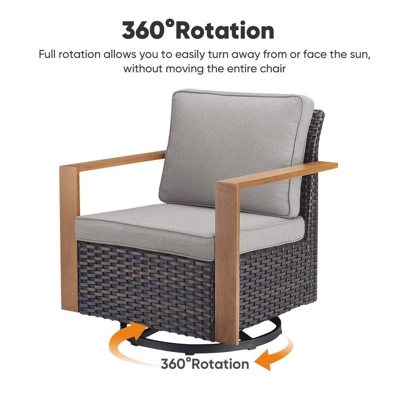 Outdoor Swivel Chair with Thick Cushion
