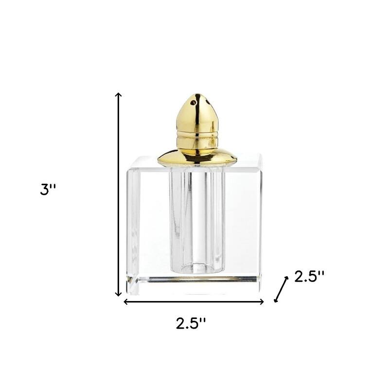 HomeRoots Set of Two Clear And Gold Crystal Pepper Shakers