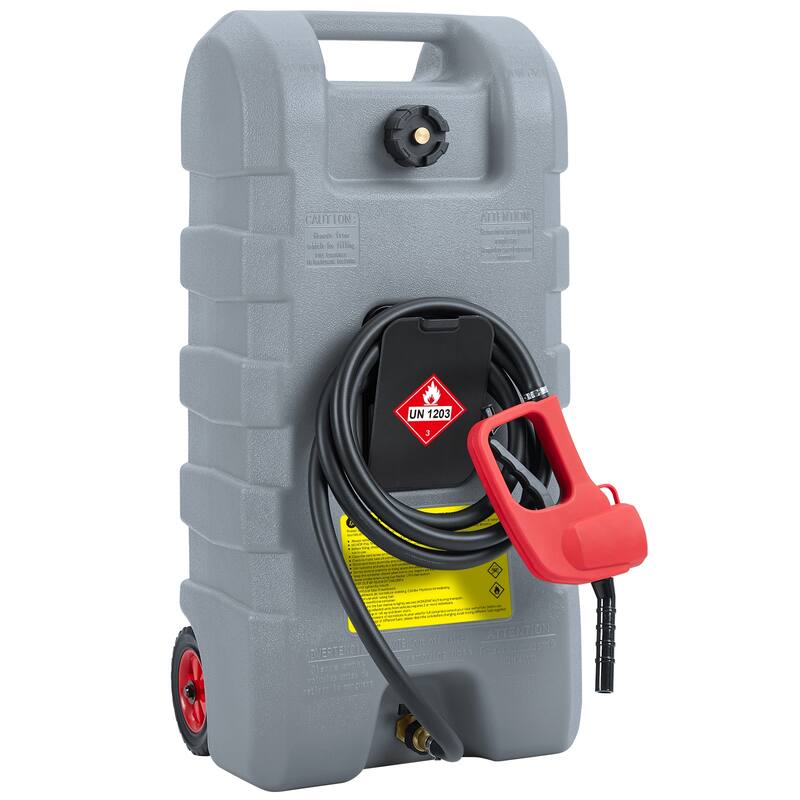 15 Gallon Wheeled Fuel Caddy Container with Manual Pump - 15 Gallons - Grey