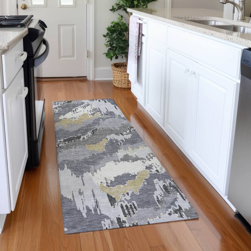 Premium Washable Super Soft Modern Ziggy Mayfield Rug - Gray - 2'3" x 7'6"