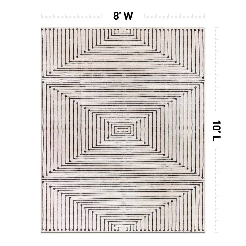 World Rug Gallery Bohemian Stripes Washable Non Slip Area Rug