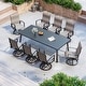 preview thumbnail 32 of 31, Pellebant Outdoor Aluminum Dining Table with Umbrella Hole for 6-8 Person