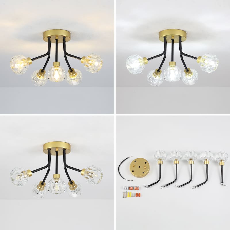 5-Light Semi Flush Mount Chandelier for Hallway Entryway Dining Room